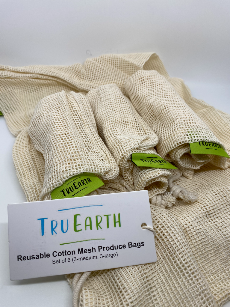 Organic Cotton Produce Bags, organic cotton, reusable, eco-friendly, mesh