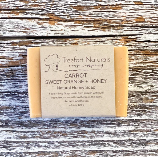 All natural soap bars, handmade, Connecticut, small batch, carrot sweet orange + honey