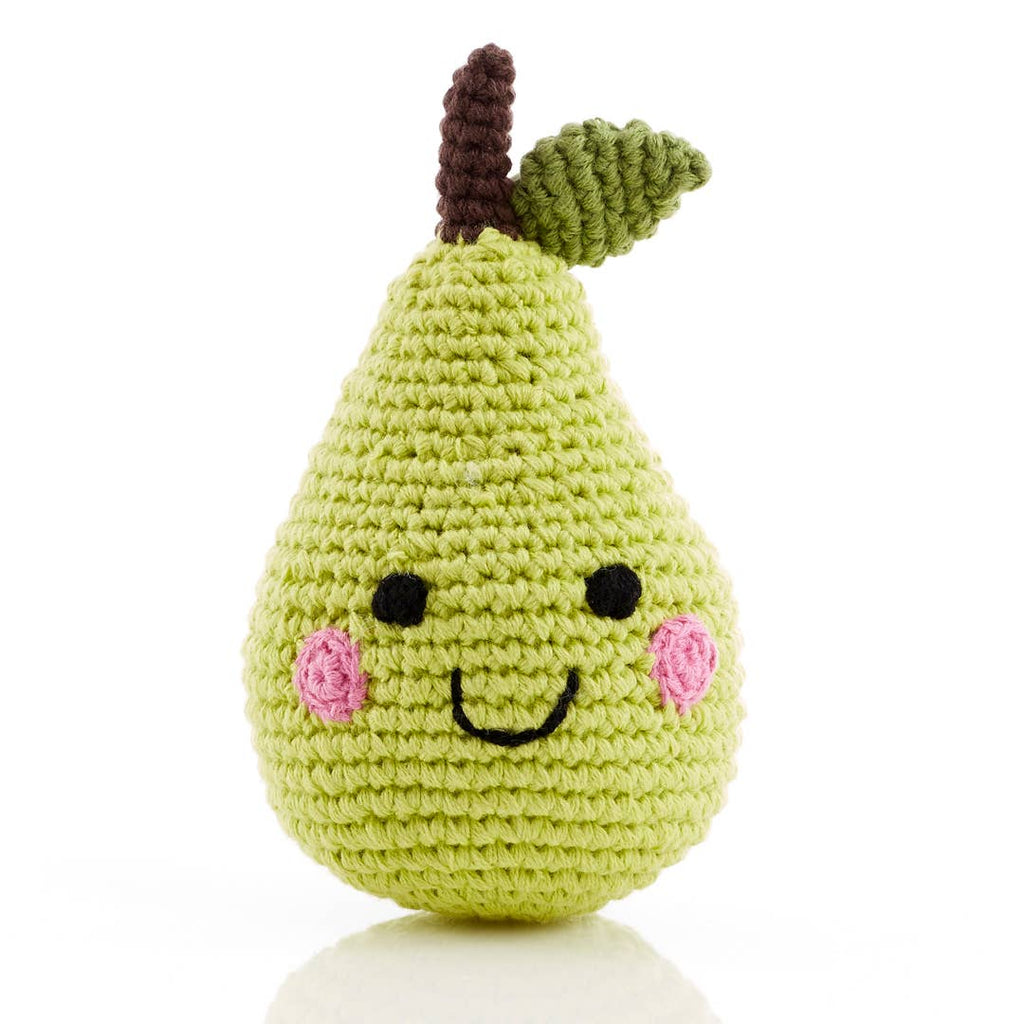 happy eco-friendly pear rattle