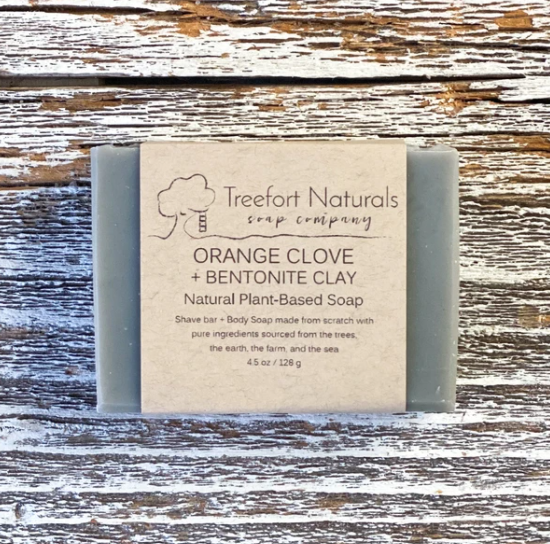 All natural soap bars, handmade, Connecticut, small batch, orange clove + bentonite clay