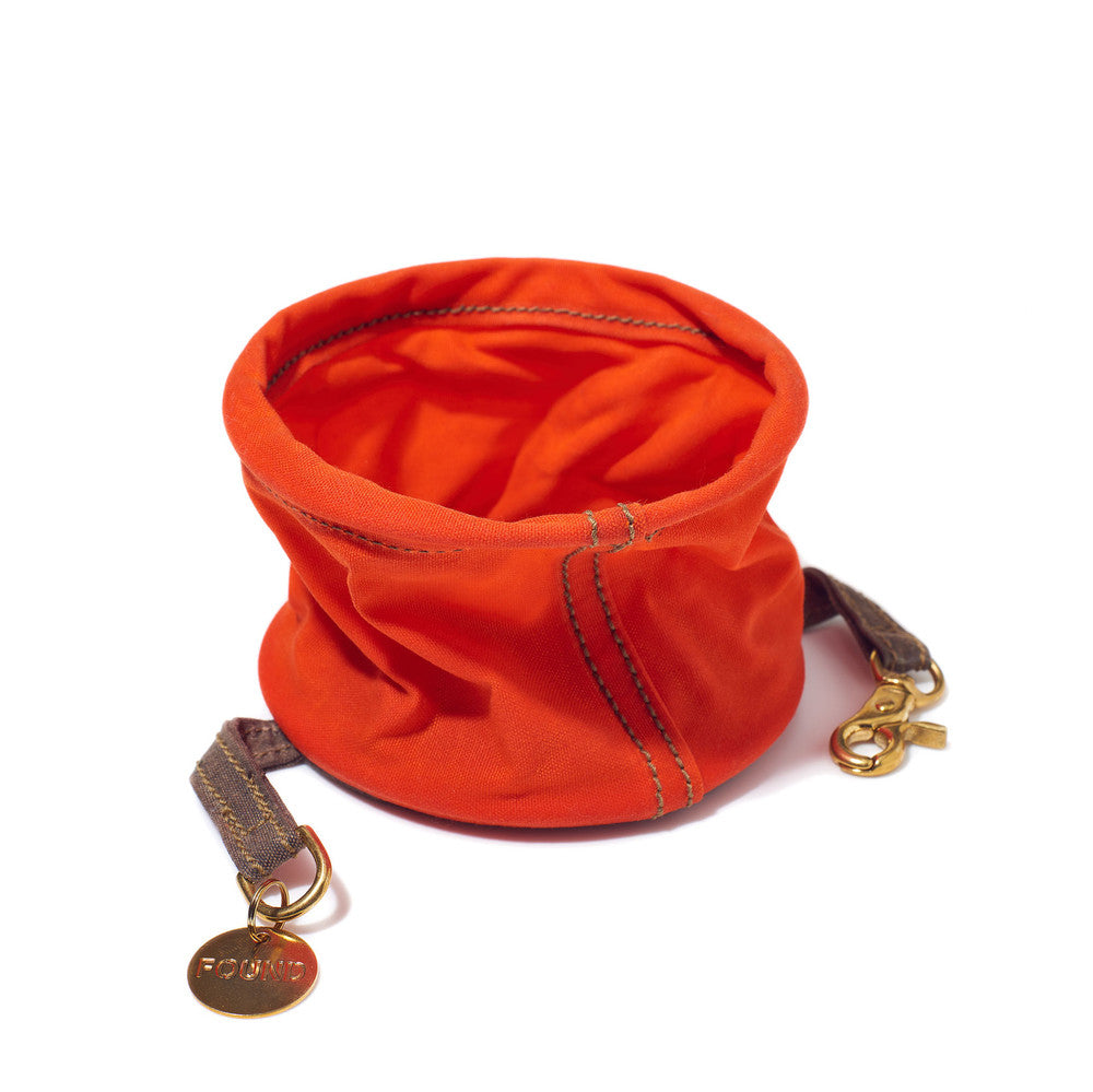 Orange Waxed Cotton Canvas Collapsable Cat & Dog Water Bowl - Eco Evolution