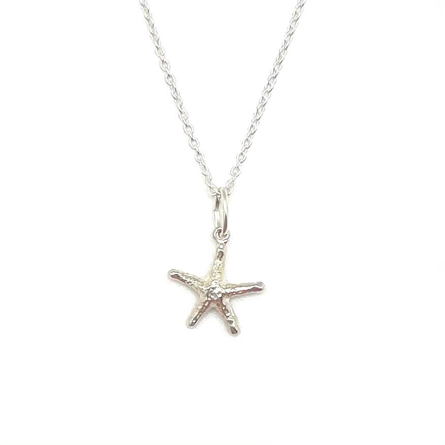 STERLING SILVER MINI SEA STAR NECKLACE, handcrafted, California, Jewelry, lead and nickel-free