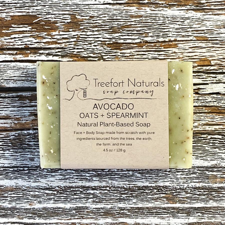All natural soap bars, handmade, Connecticut, small batch, avocado oats + spearmint