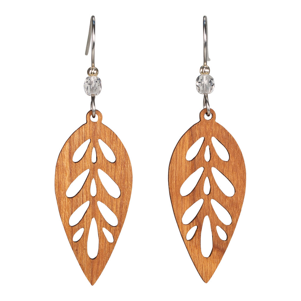 Stem Willow Earring Medium with Crystal Bead Accent - Eco Evolution