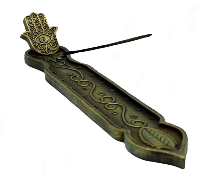 Hamsa Boat Incense Burner 11 inches long. Used for meditation and room deodorizing and clearing, for protection against the evil eye and to bring fortune and fertility