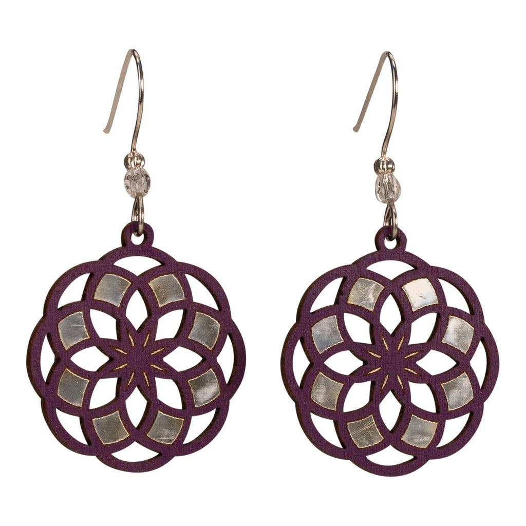 Sacred Geo Blooms Earrings with Silver Foil - Eco Evolution