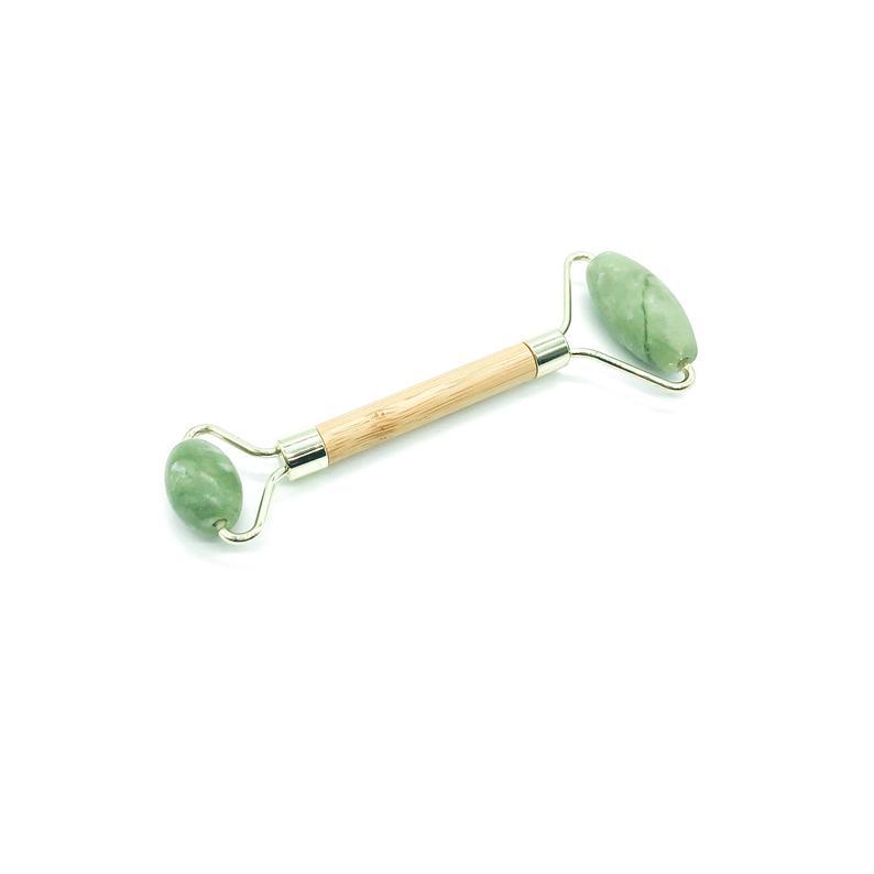 Green Jade All Natural Facial Roller with Bamboo Handle, facial massager to Reduce Puffiness, Tone and Firm Skin Cells, and Stimulate Collagen Production