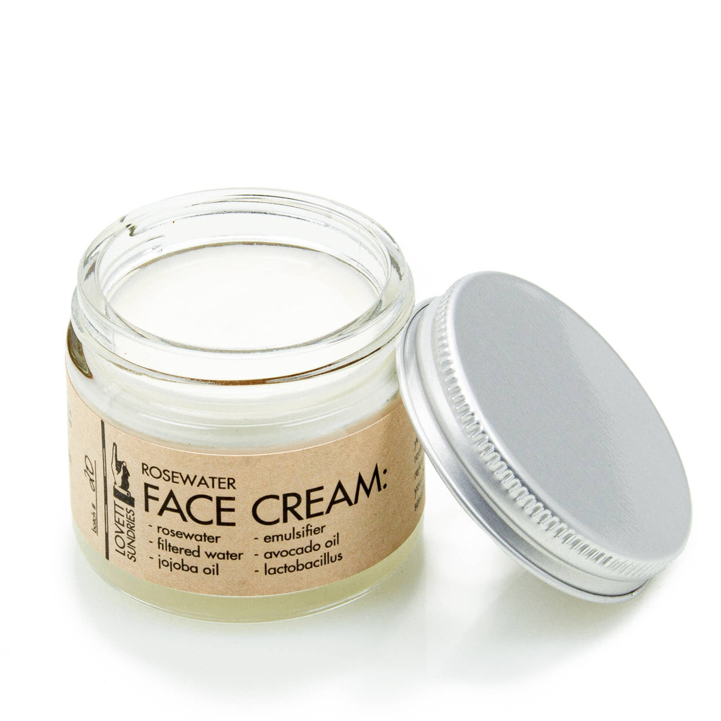 Rosewater Face Cream - all natural, non toxic, soothing cream moisturize, rejuvenate, tone, oily, dry, or sensitive skin, skin care, bathroom