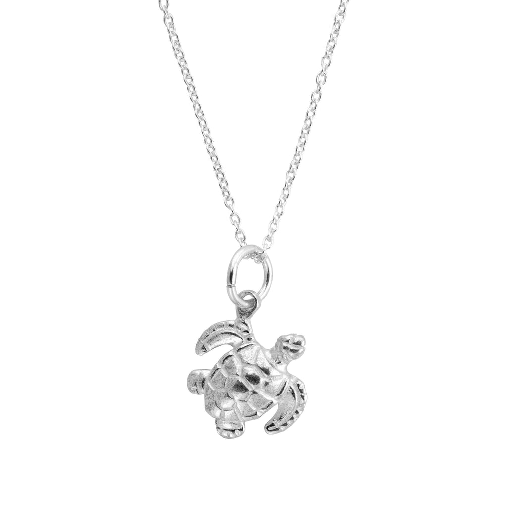 Silver Mini Sea Turtle Charm Necklace, handcrafted, California, jewelry, lead and nickel free