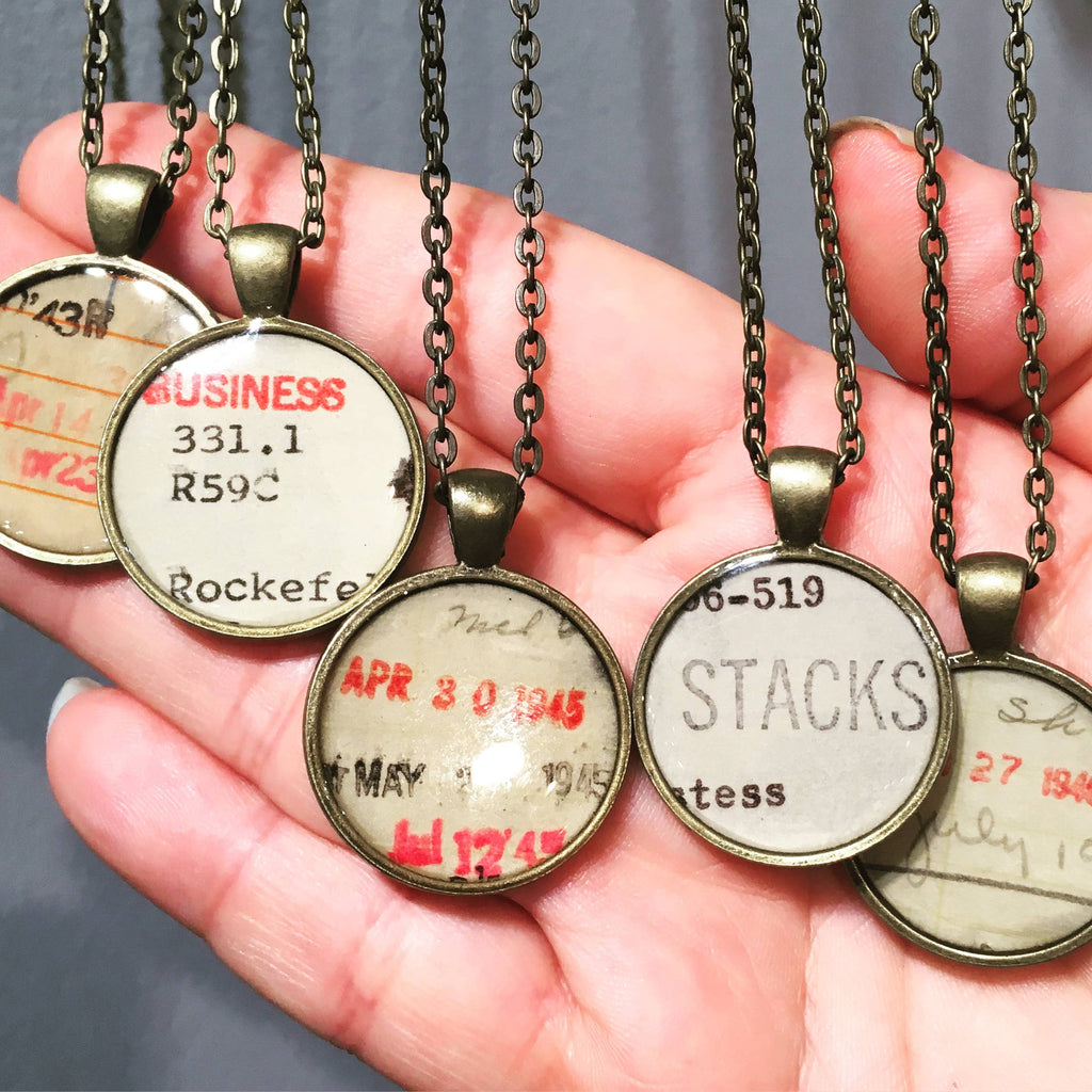 Attic Journal Book Lover Necklace 30" vintage bronze style chain 