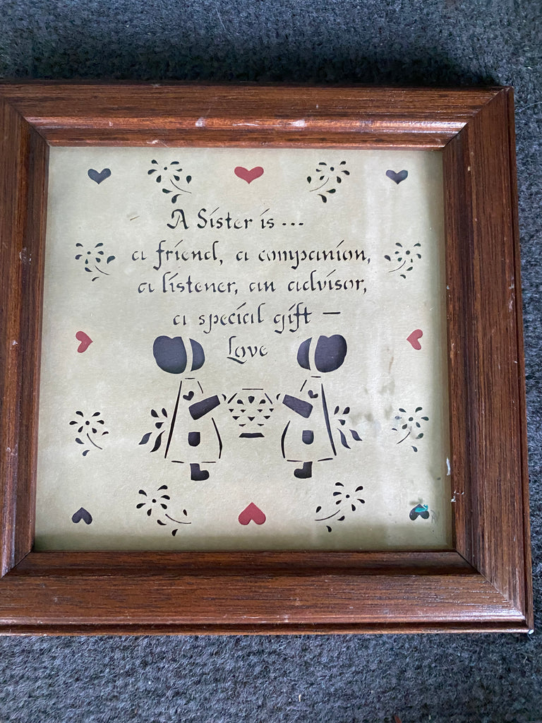 Designs with Scissors Paper cut framed picture for sisters - Vintage 1985 - Eco Evolution
