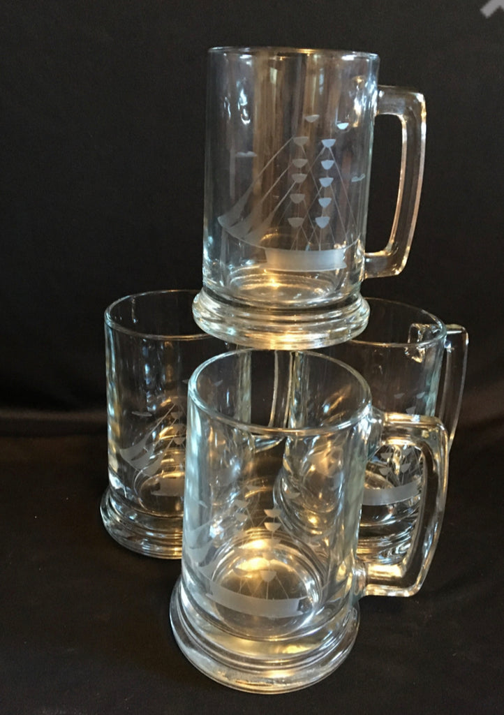 Vintage Etched Clipper Ship Beer Mugs - Eco Evolution