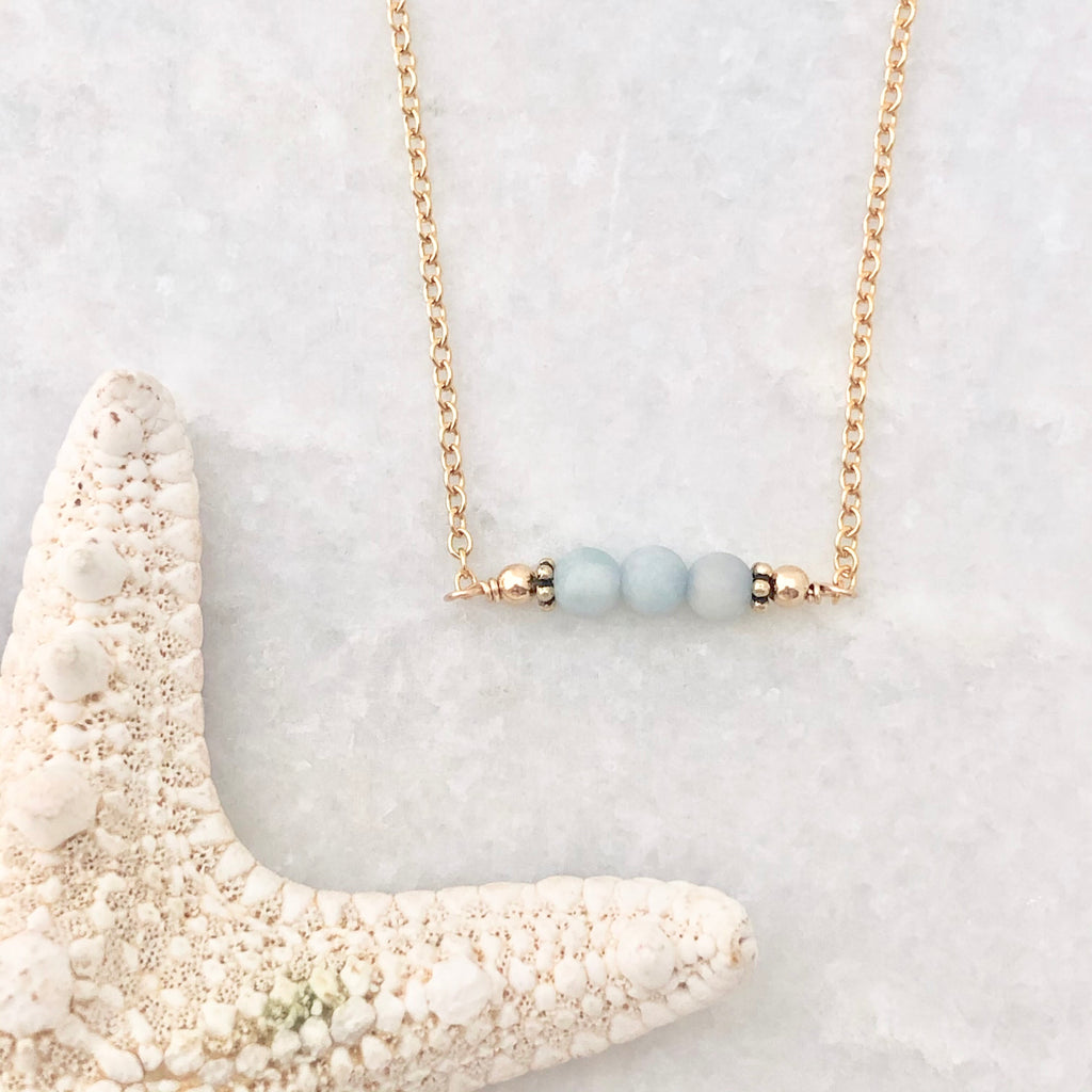 Aquamarine Bar Necklace - Eco Evolution